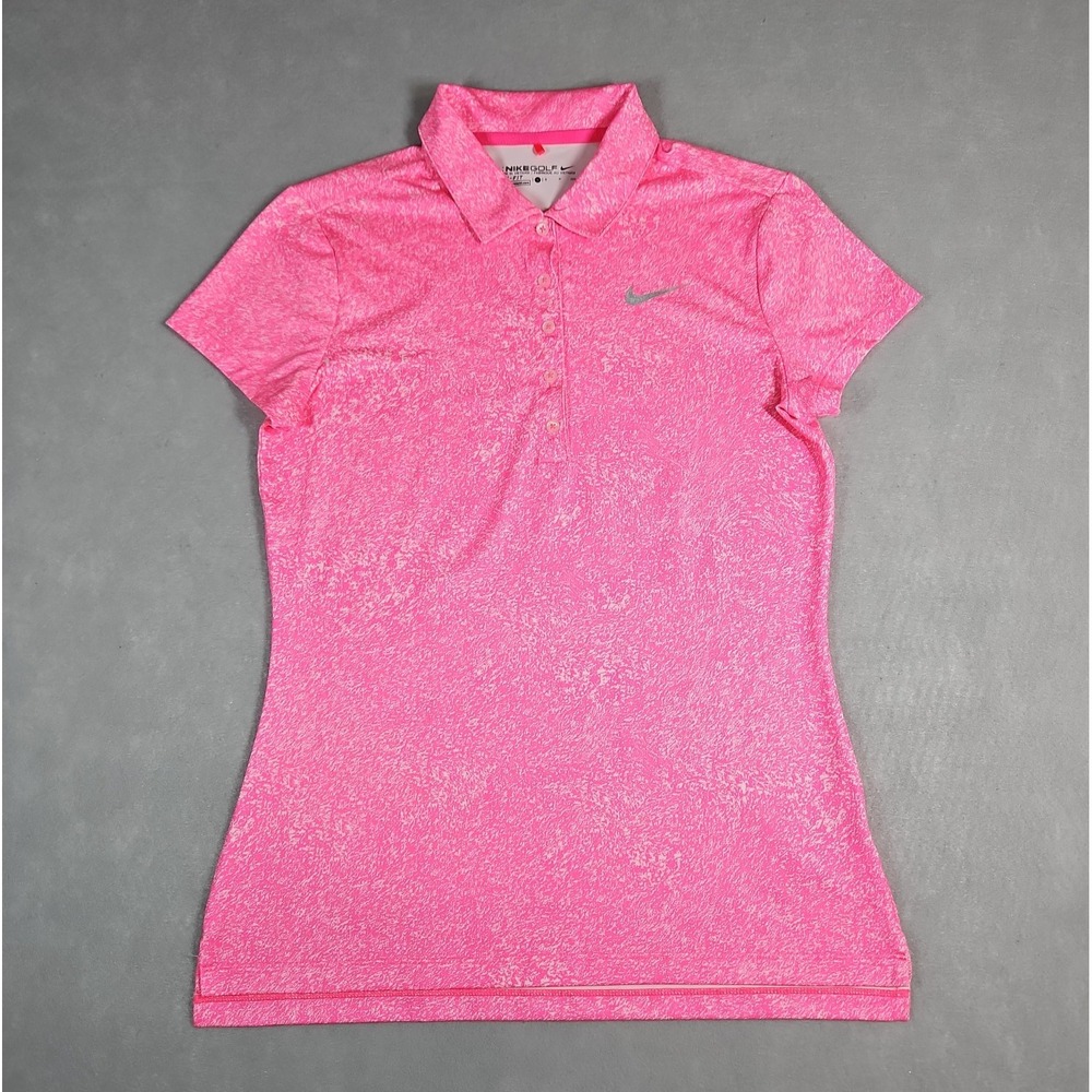 Nike Womens Pink Speckled Short Sleeve Golf Polo Shirt Size Small